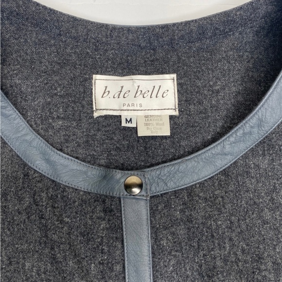 Vintage Minimalist Wool Leather Trimmed Gray Cap Sleeve Top Sz med EUC - Picture 4 of 5